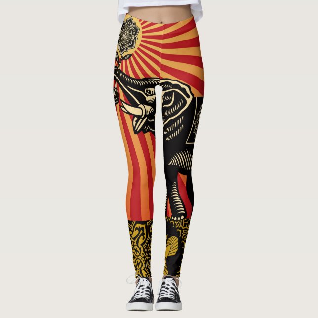 Afrikanischer Elefant Leggings (Vorderseite)