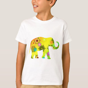 Afrikanischer Elefant mit Blumen T-Shirt
