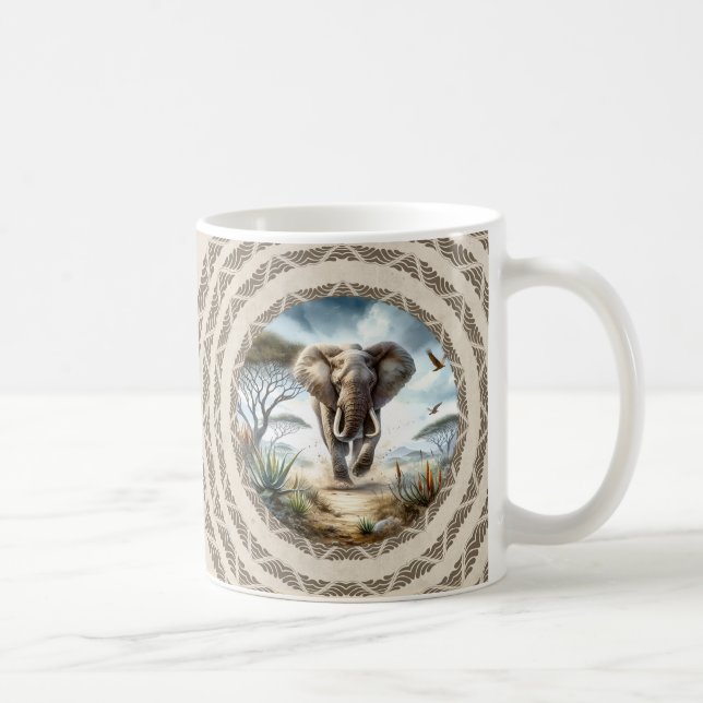 afrikanischer Elefant mit Muster Kaffeetasse (Rechts)