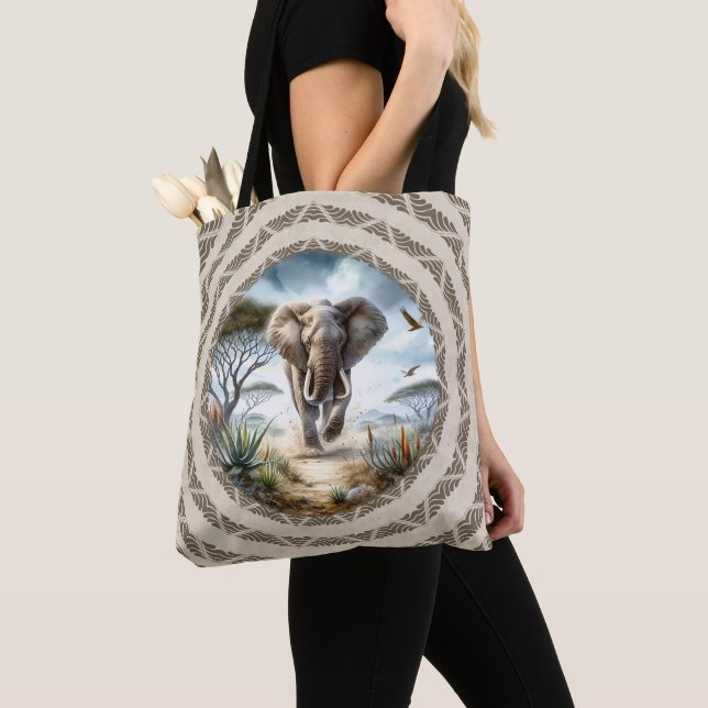 Afrikanischer Elefant Mit Muster-Tasche (Von Nahem)