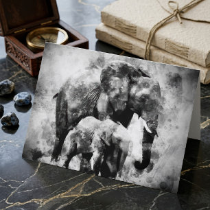 Afrikanischer Elefant mit schwarzem und weißem Kal Dankeskarte
