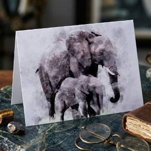 Afrikanischer Elefant mit Wasserfarbe Dankeskarte