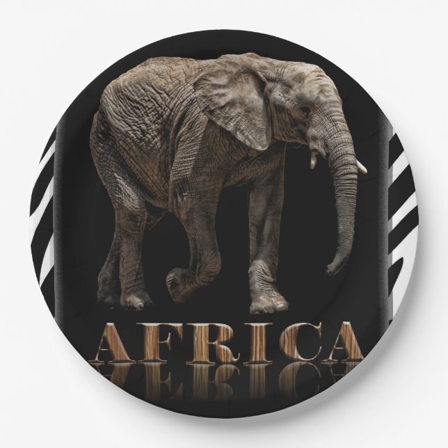 AFRIKANISCHER ELEFANT PAPPTELLER (Vorderseite)