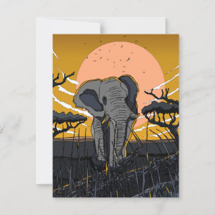 Afrikanischer Elefant RSVP Karte