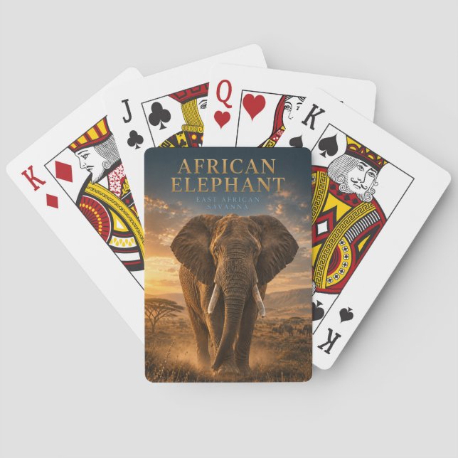 Afrikanischer Elefant Savanne TIER Poker Spielkarten (Rückseite)