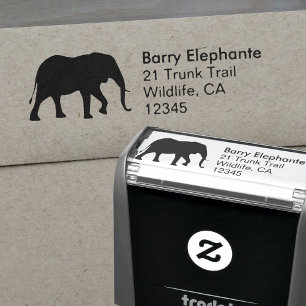 Afrikanischer Elefant-Silhouette-Rücksendeadresse Permastempel
