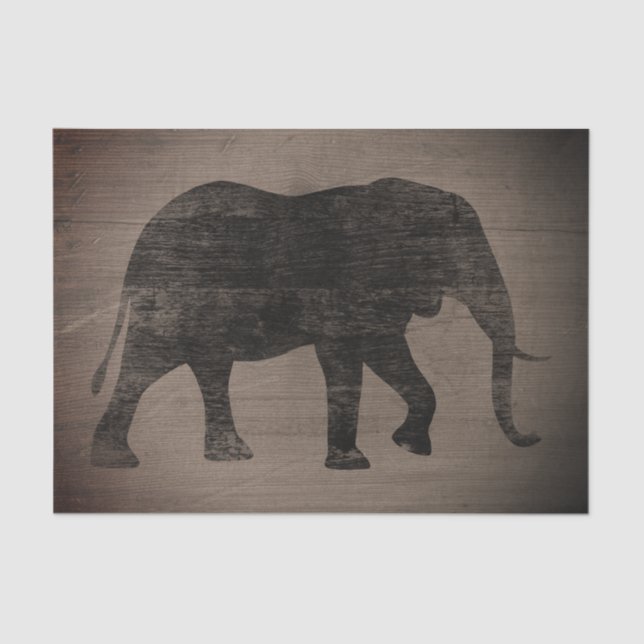 Afrikanischer Elefant-Silhouette-rustikale Art Seidenpapier (Vorderseite)