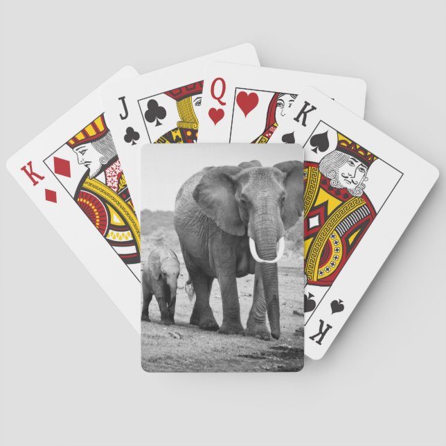 Afrikanischer Elefant u. Kälber | Kenia, Afrika Spielkarten (Rückseite)