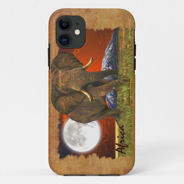 Afrikanischer Elefant und Mond II-Handy-Fall Case-Mate iPhone Hülle (Rückseite)