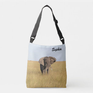 Afrikanischer Elephant Natural Setting Personalize Tragetaschen Mit Langen Trägern