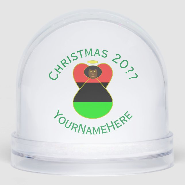 Afrikanischer Fahweihnachtsgel personalisiert Schneekugeln (Vorderseite)
