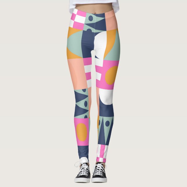 Afrikanischer Farbblock, geometrisches Muster. Leggings (Vorderseite)