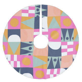 Afrikanischer Farbblock, geometrisches Muster. Polyester Weihnachtsbaumdecke