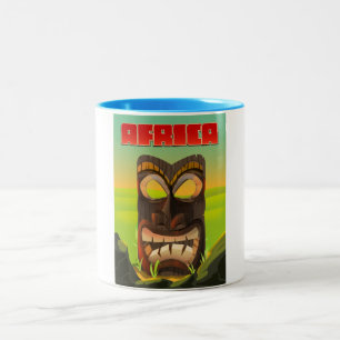 Afrikanischer geschnitzter Kopf Zweifarbige Tasse