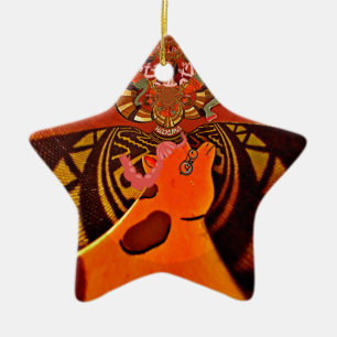 Afrikanischer Giraffen-Traditioneller Kunstdruck Keramikornament