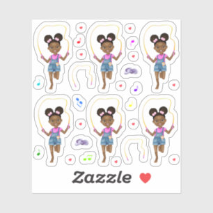 Afrikanischer Girl Jump Rope Aufkleber