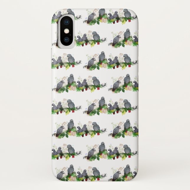 Afrikanischer grauer Parrot Party iPhone X Fall Case-Mate iPhone Hülle (Rückseite)