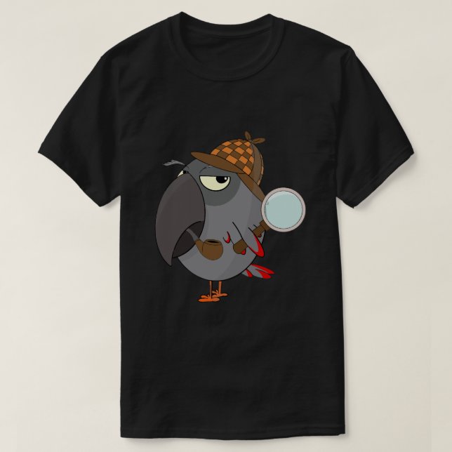 Afrikanischer Graupapagei Detektiv T-Shirt (Design vorne)