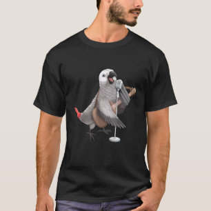 Afrikanischer Graupapagei singt Gitarrenspieler Mu T-Shirt