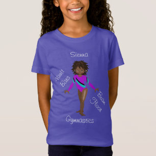 Afrikanischer Gymnastikamerikaner, braune Augen, L T-Shirt