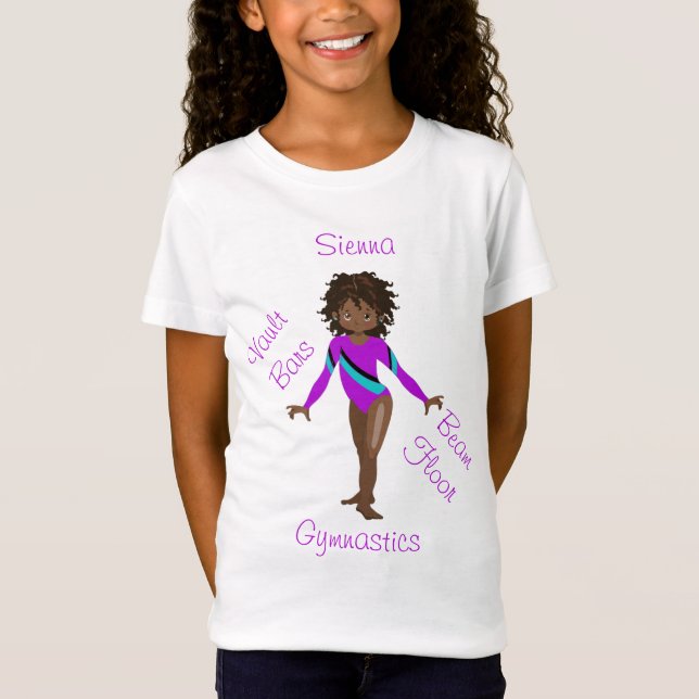 Afrikanischer Gymnastikamerikaner, braune Augen, L T-Shirt (Vorderseite)