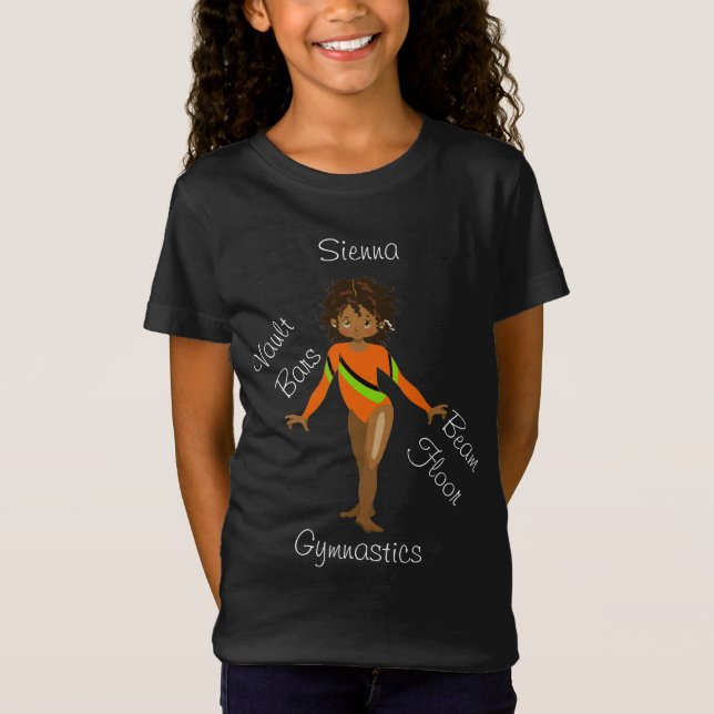Afrikanischer Gymnastikamerikaner, braune Augen, O T-Shirt (Vorderseite)