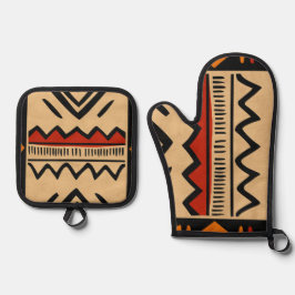 Afrikanischer Hintergrund in warmen Farben Ofenhandschuh & Topflappen-Set