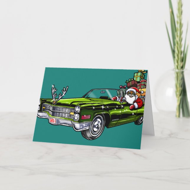 Afrikanischer Hipster Santa Feiertagskarte (Vorderseite)