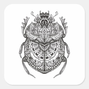 Afrikanischer Käfer Zendoodle Quadratischer Aufkleber