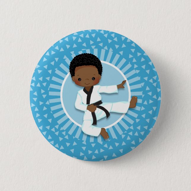 Afrikanischer Karate Boy Judo Martial Arts Button (Vorderseite)