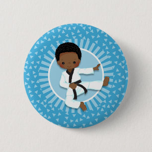 Afrikanischer Karate Boy Judo Martial Arts Button