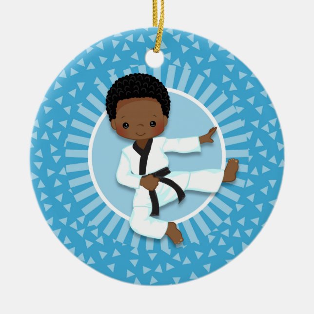 Afrikanischer Karate Boy Judo Martial Arts Keramik Ornament (Vorne)
