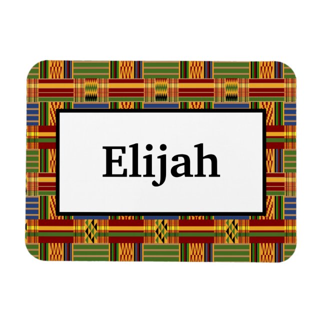 Afrikanischer Karierter Kente 3x4 Name flexibel Magnet (Horizontal)