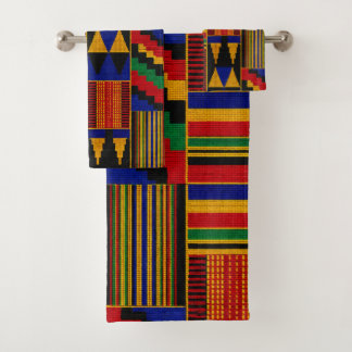 Afrikanischer Kente-Stoff Badhandtuch Set