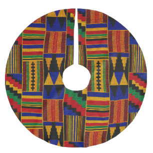 afrikanischer Kente-Stoff im Stil Polyester Weihnachtsbaumdecke