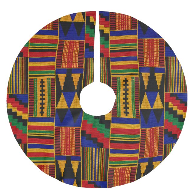 afrikanischer Kente-Stoff im Stil Polyester Weihnachtsbaumdecke (Vorderseite)