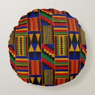 Afrikanischer Kente-Stoff Rundes Kissen