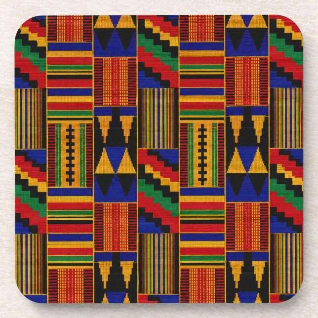 Afrikanischer Kente-Stoffstil Getränkeuntersetzer (Vorderseite)