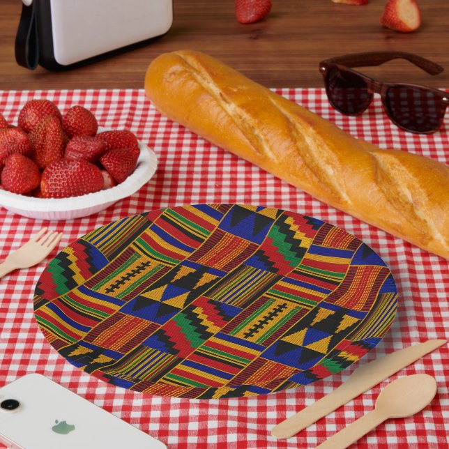 Afrikanischer Kente-Stoffstil Pappteller (Picknick)