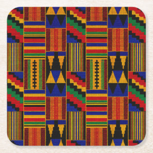Afrikanischer Kente-Stoffstil Rechteckiger Pappuntersetzer