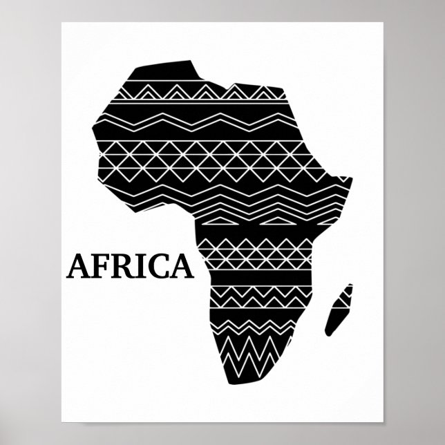 Afrikanischer Kontinent Schwarz-Weiß Poster (Vorne)