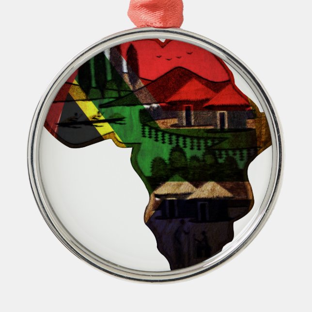 Afrikanischer Kontinent Silbernes Ornament (Vorne)