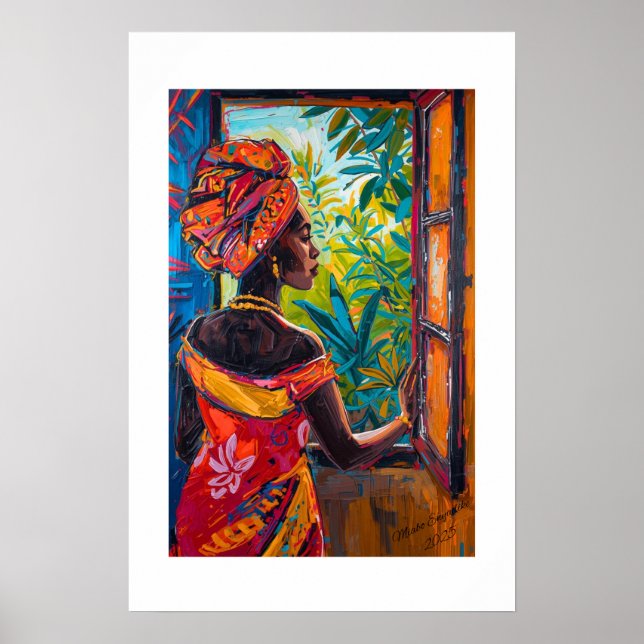 Afrikanischer lebendiger abstrakter Kunstprint Poster (Vorne)