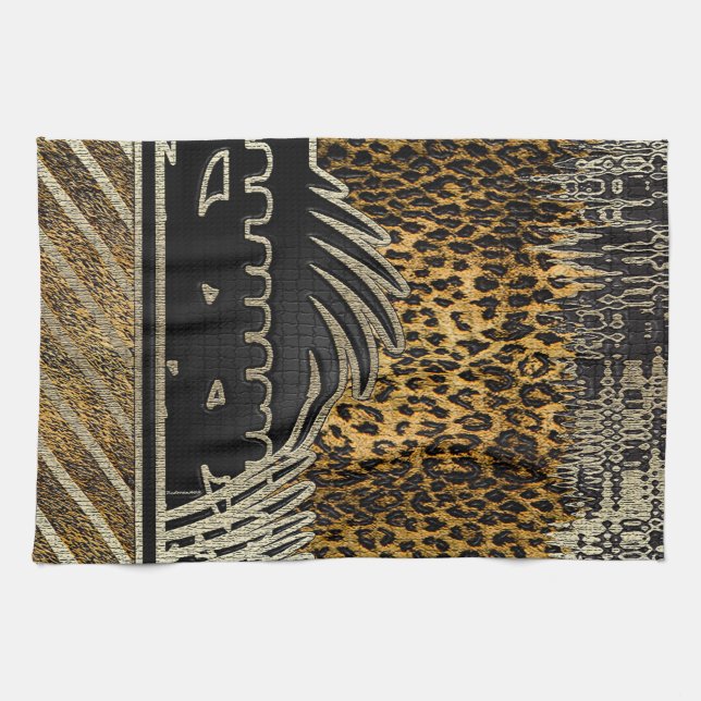 Afrikanischer Leopard in Bewegung Küchentuch (Horizontal)