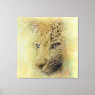 Afrikanischer Leopard-Wildlife-Wasserfarben-Portr Leinwanddruck
