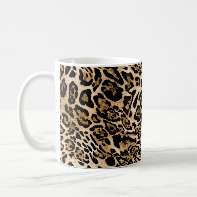 Afrikanischer Leoparden-Pelz: Nahtlose Tiertextur Kaffeetasse (Links)