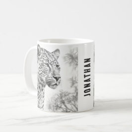 Afrikanischer Leoparden-Stift Zeichnend Kaffeetasse