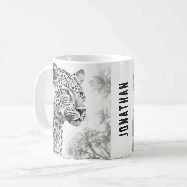 Afrikanischer Leoparden-Stift Zeichnend Kaffeetasse (Vorderseite Links)