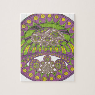 Afrikanischer lila und gelber Kaleidoskop Traditio Puzzle
