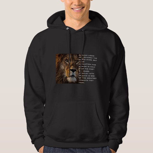 Afrikanischer Löwe druckt weißen Text trendy Männe Hoodie (Vorderseite)